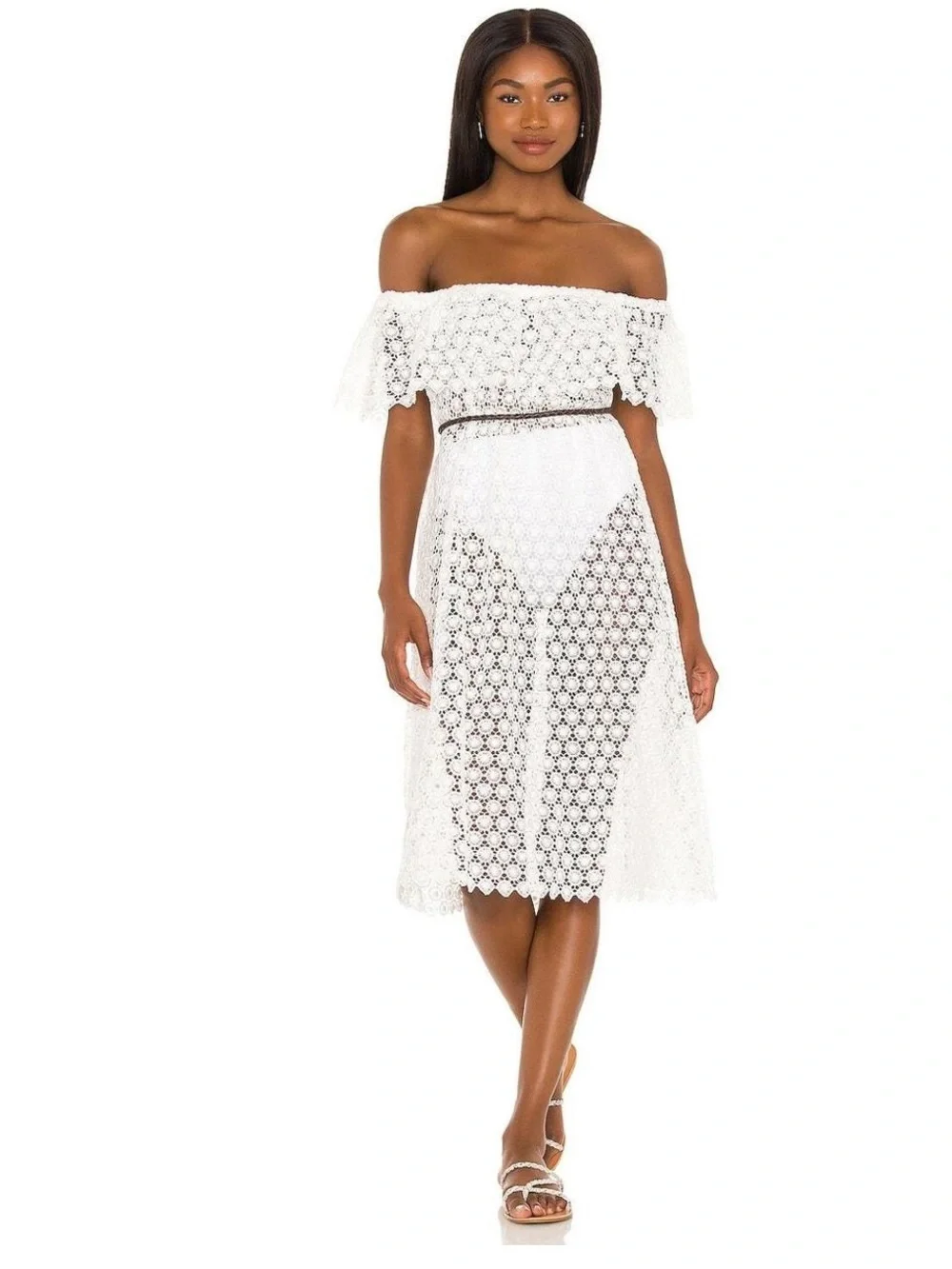 Eberjey Mediterranean Dream Elaina Midi Cloud Dress Size Medium Crochet